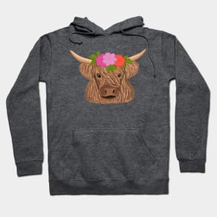 Highland Cow with Flowers Hoodie